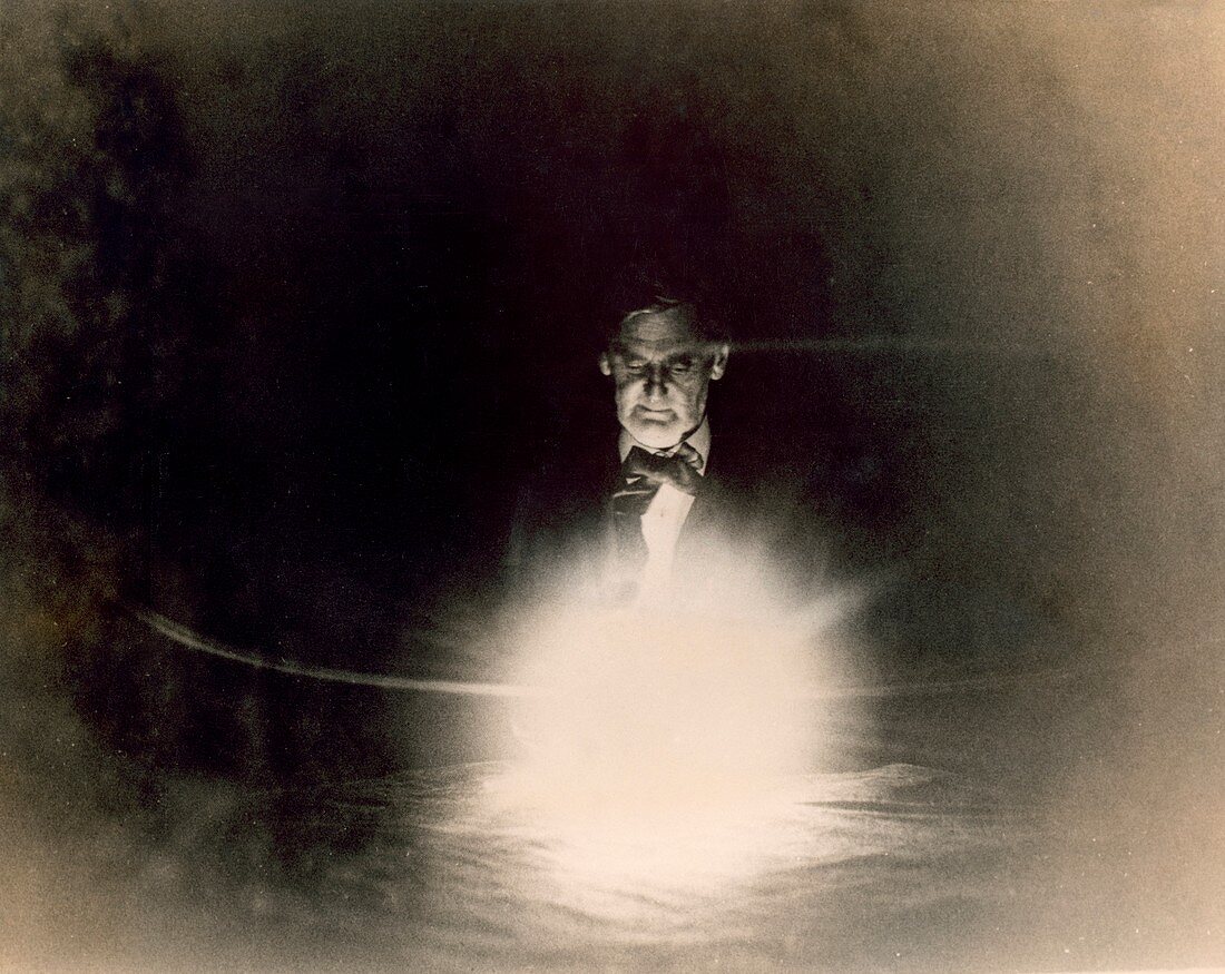 Joseph Jefferson in Tesla's laboratory, 1894