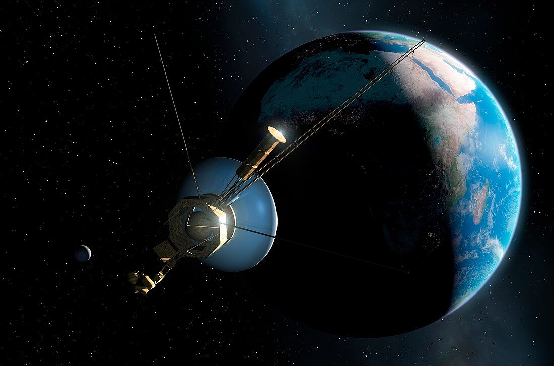 Artwork of Voyager Leaving Earth
