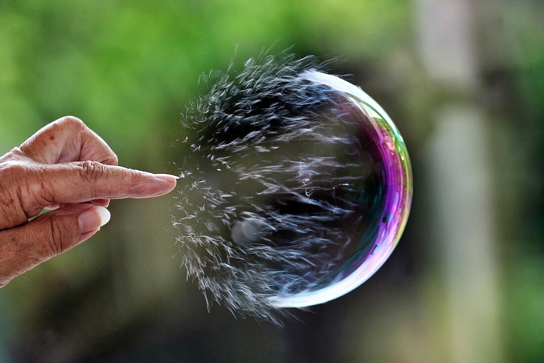 Bursting soap bubble, high-speed photograph