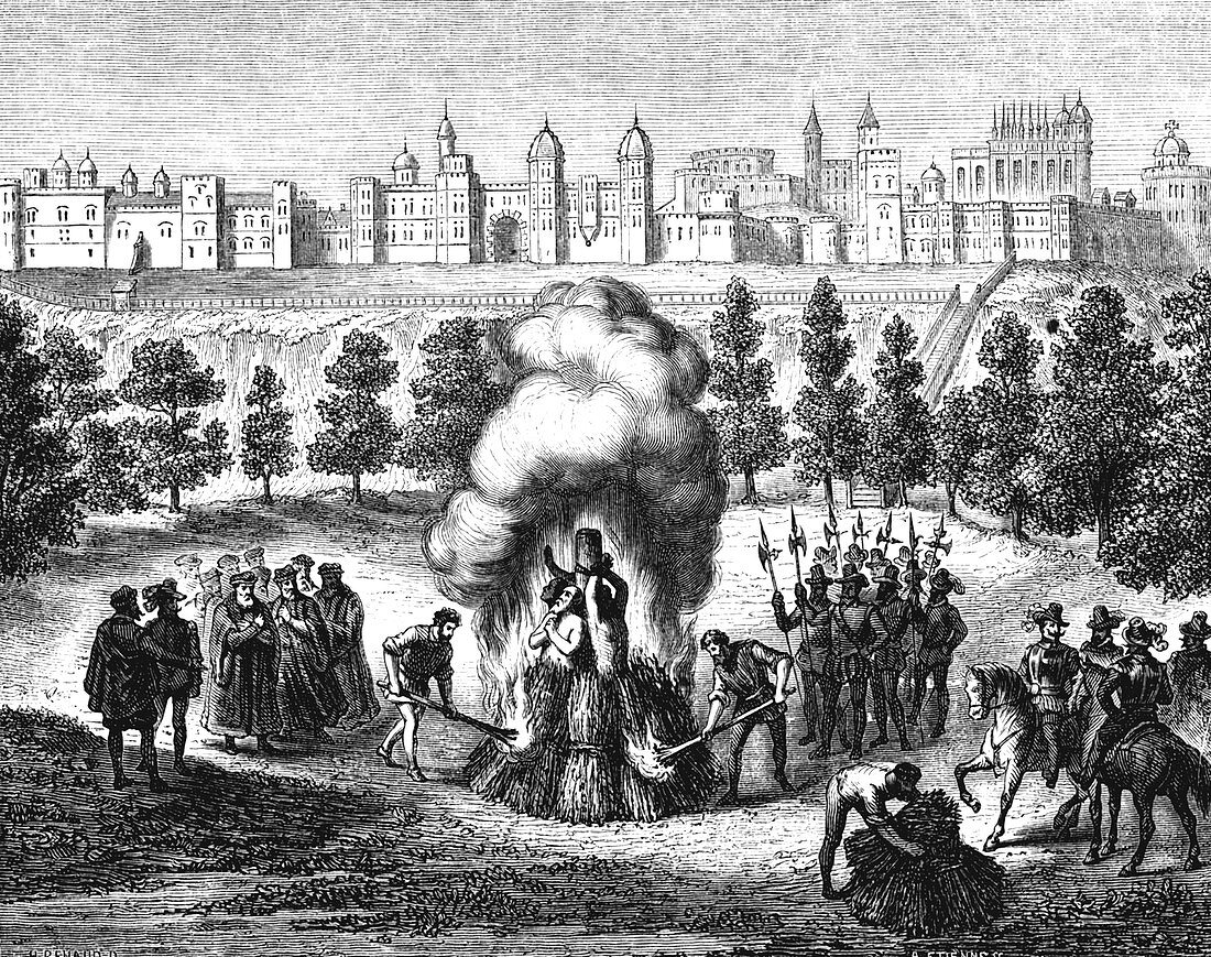Windsor Martyrs burnt at the stake, illustration