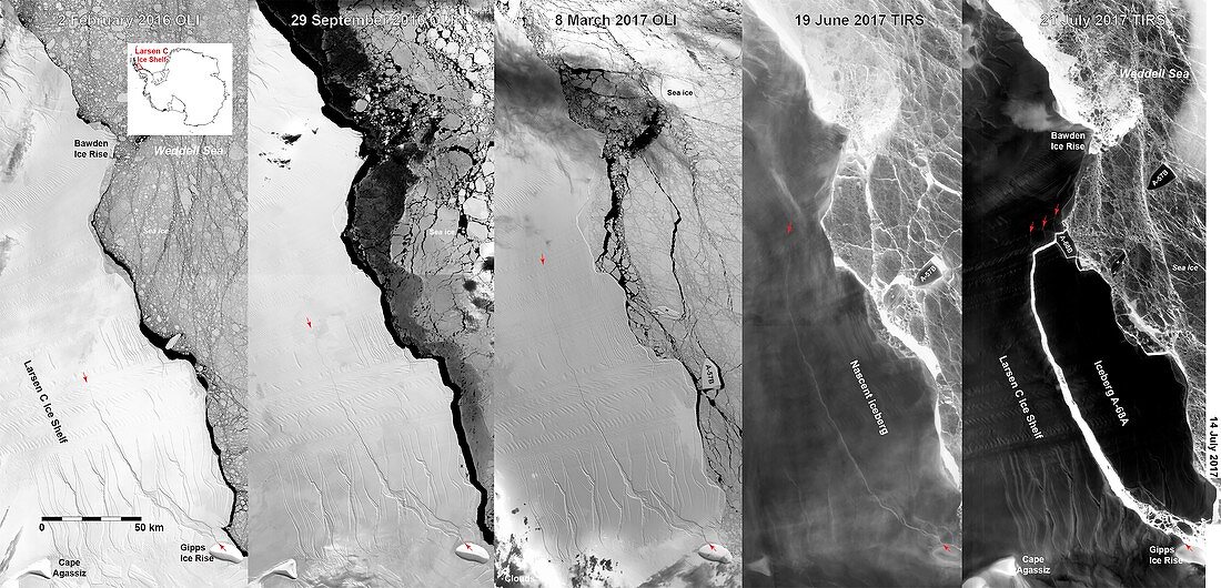 Larsen C iceberg, satellite images