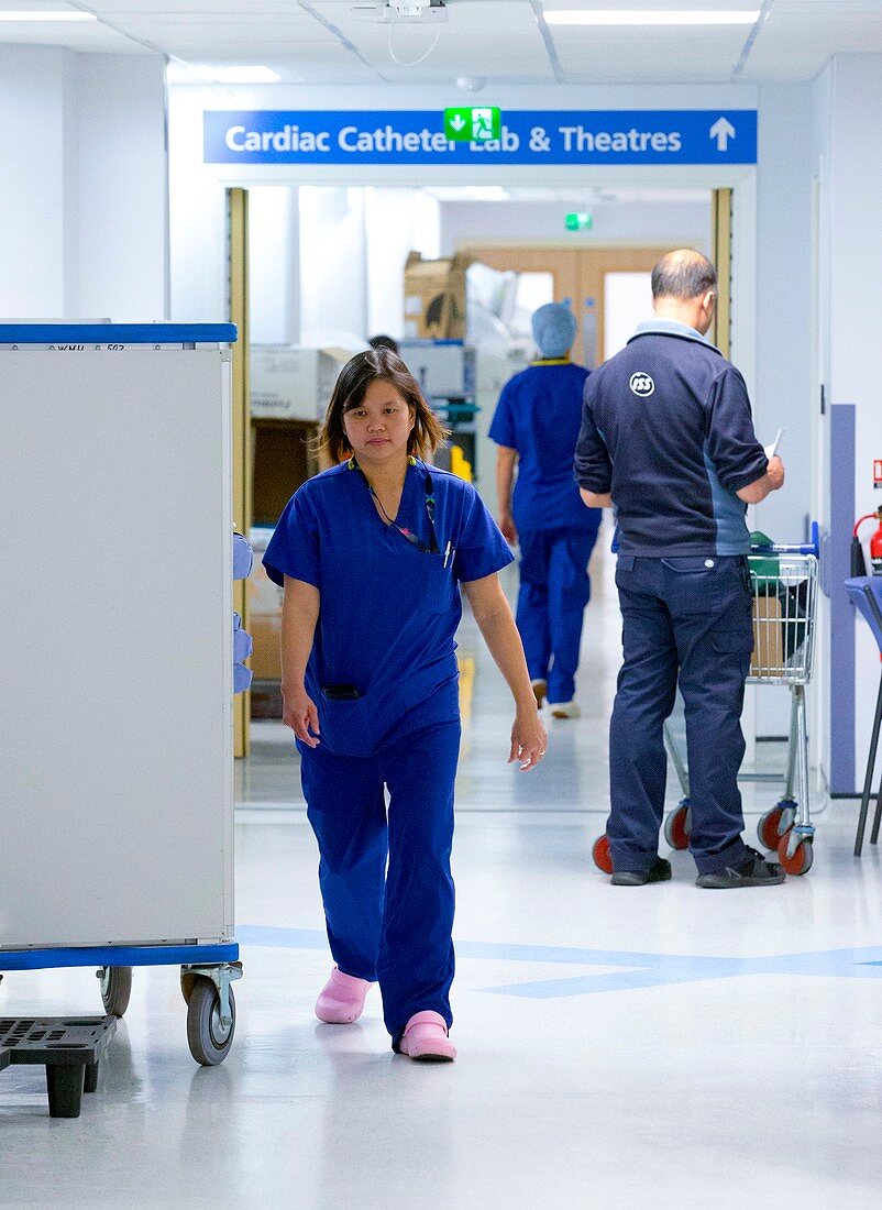 Staff in a hospital corridor