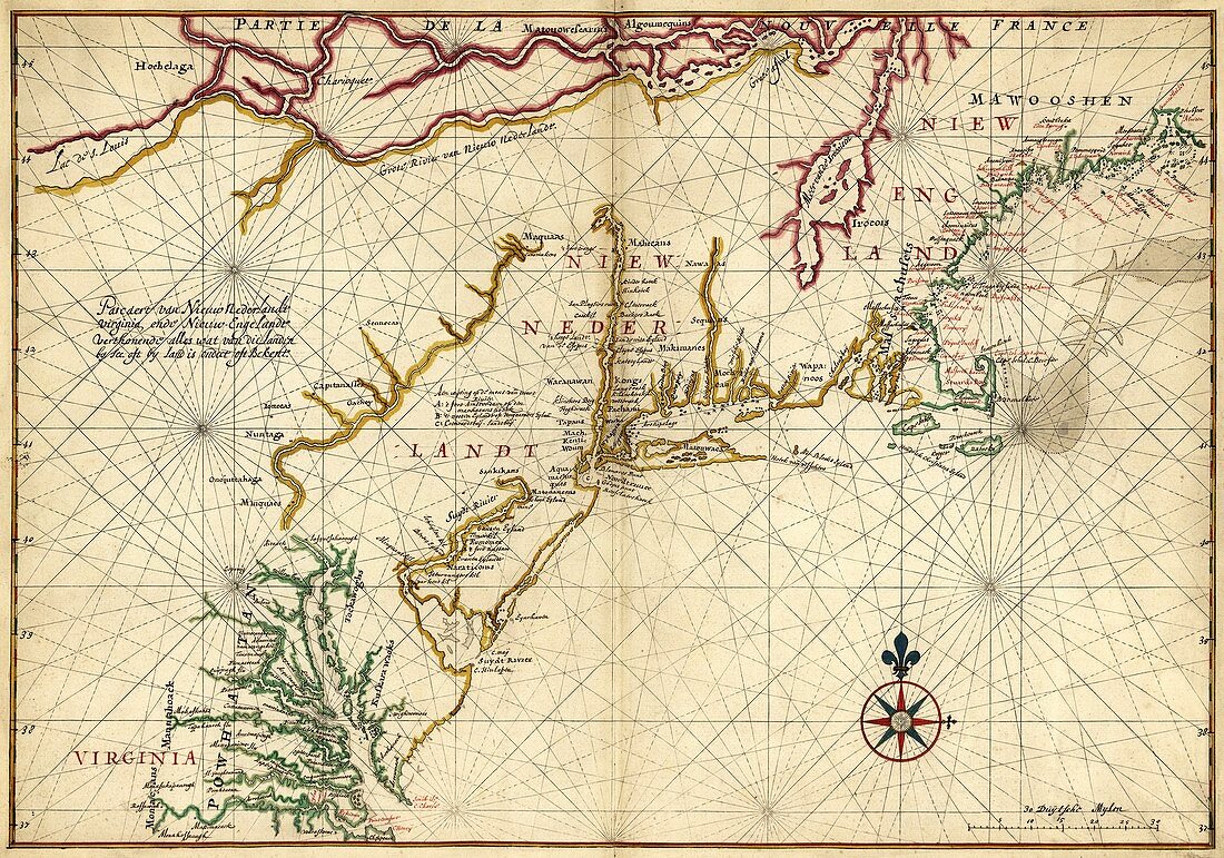Virginia, New Netherland and New England, 17th century