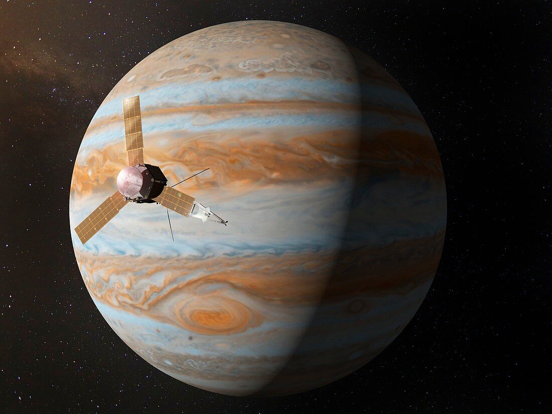 Juno spacecraft at Jupiter, illustration