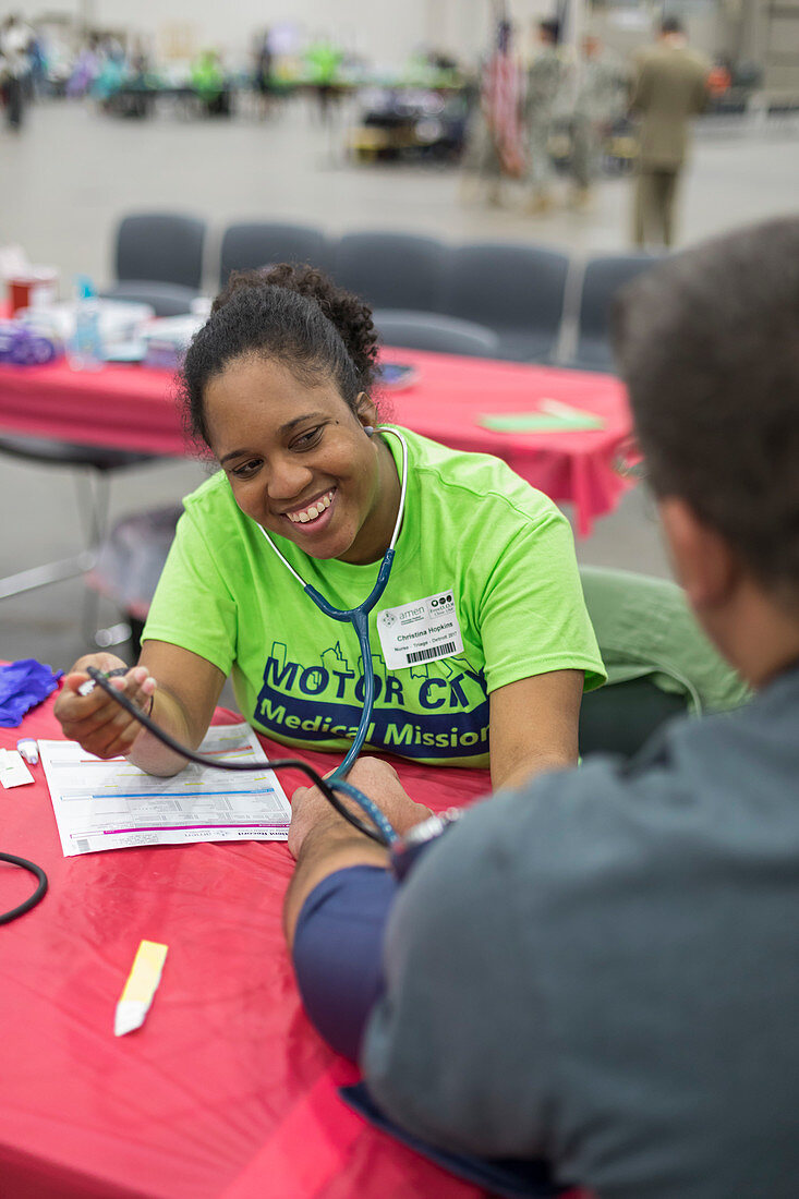 Free medical clinic, Detroit, USA