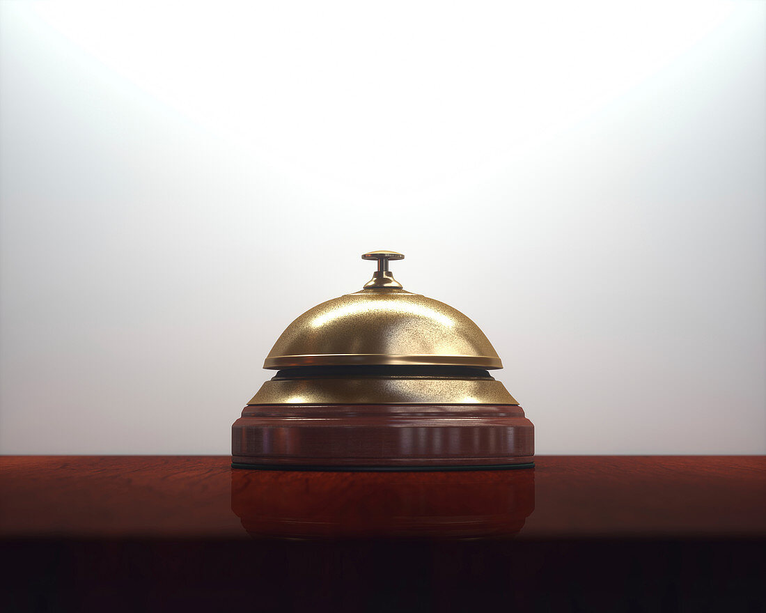 Hotel bell on counter, illustration