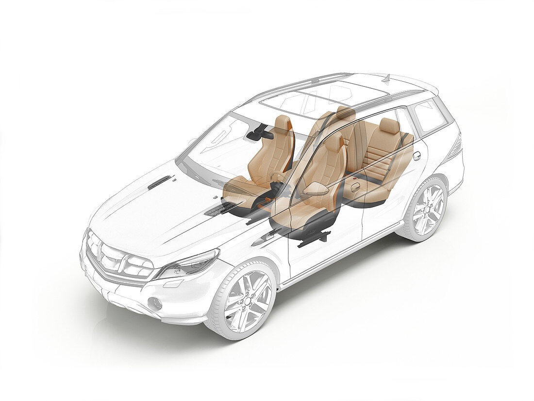 Technical drawing of car seats, illustration