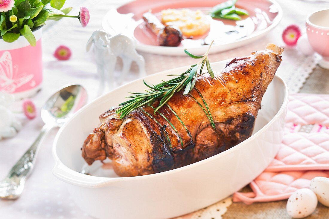 A leg of lamb with rosemary for Easter