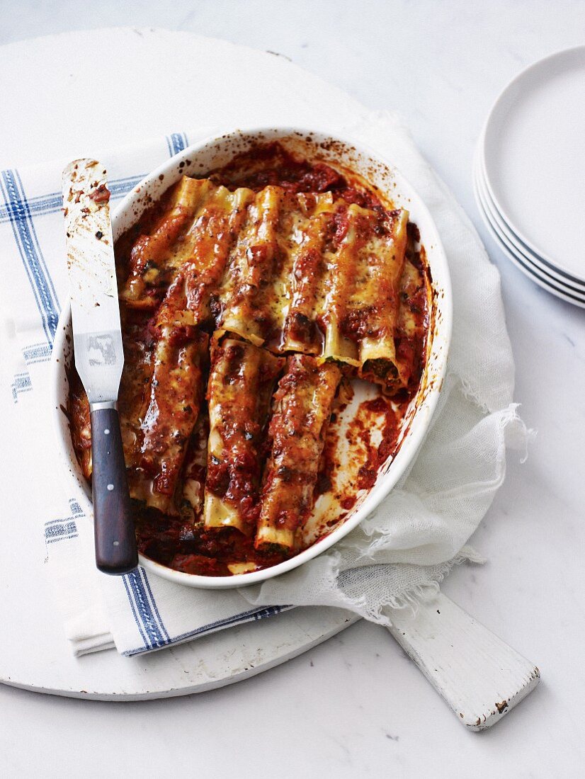 Cannelloni mit Kürbis, Spinat und Ricotta