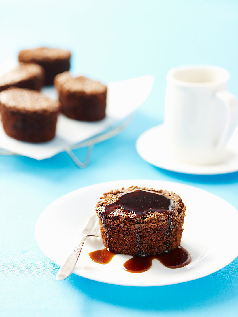 Fudge Cakes with Coffee Syrup