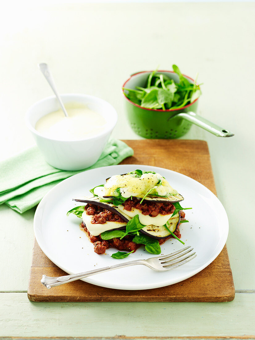 Spinach and Eggplant Lasagne Stack