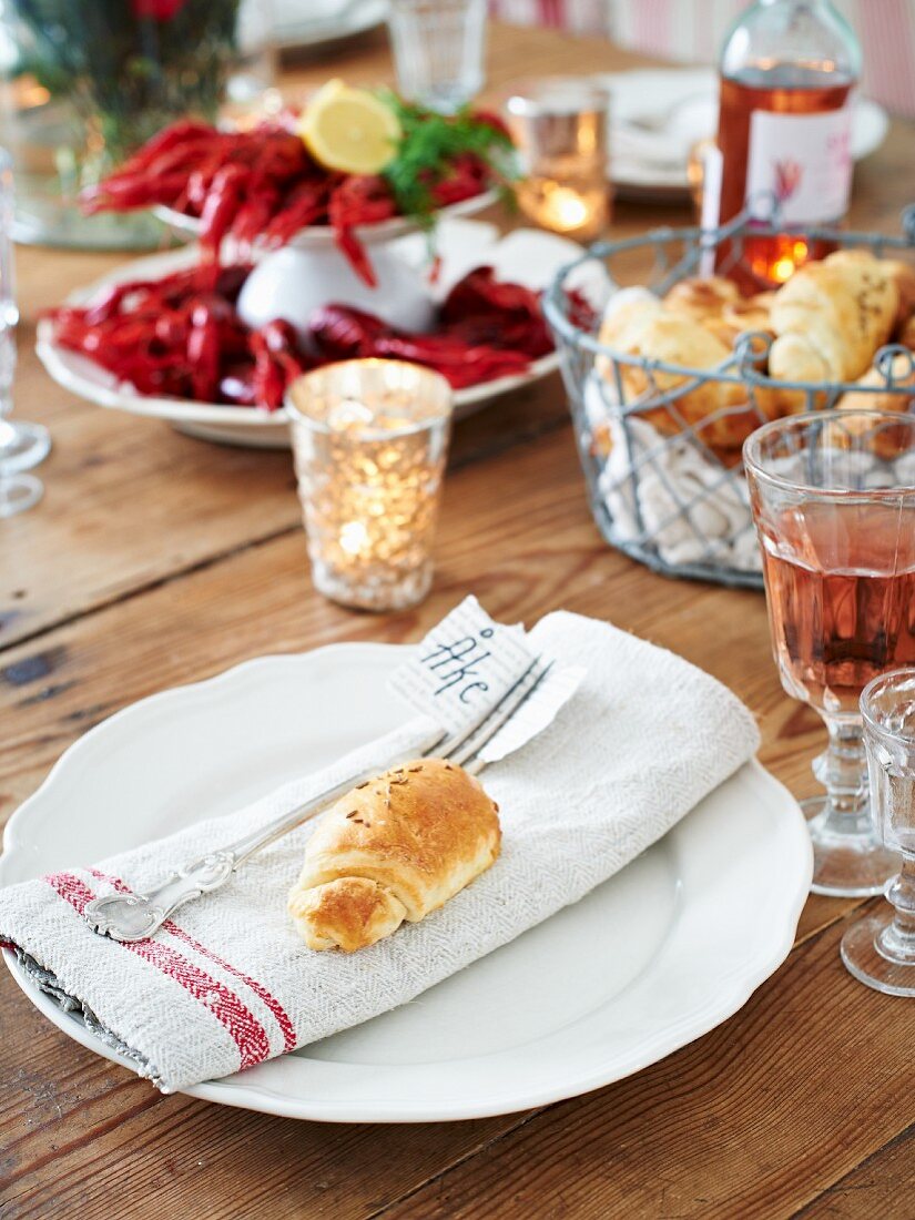 Crayfish with caraway and dill croissants (Sweden)