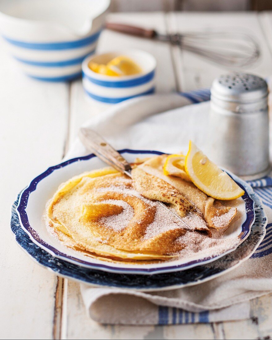 A pancake with cinnamon sugar