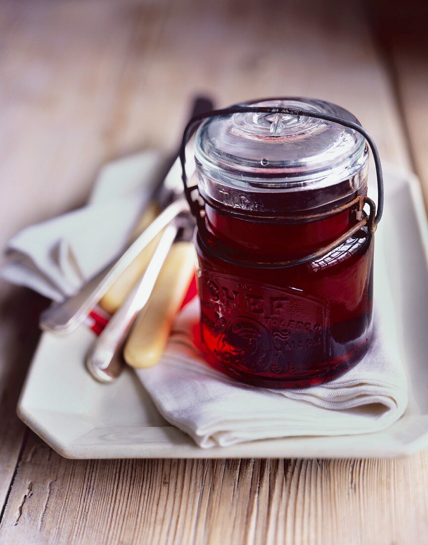 A jar of red jam