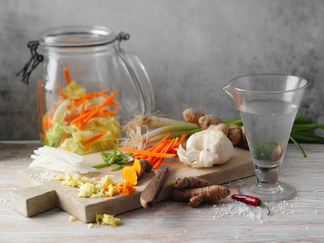 Ingredients for making kimchi