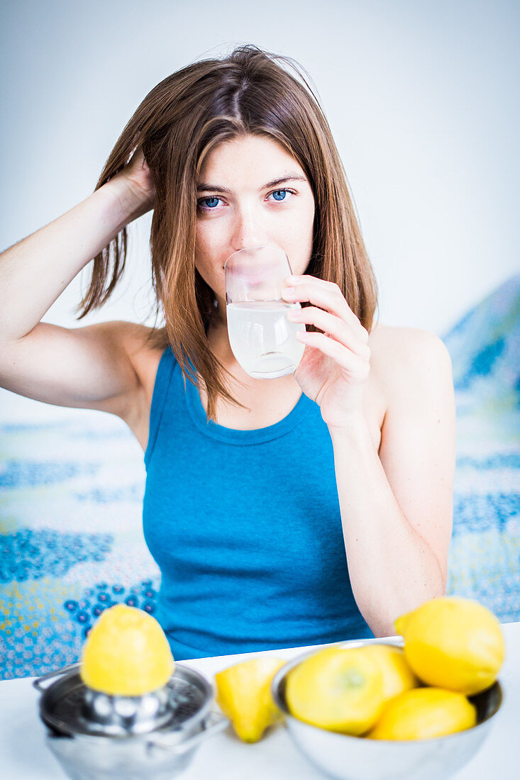 Woman drinking juice