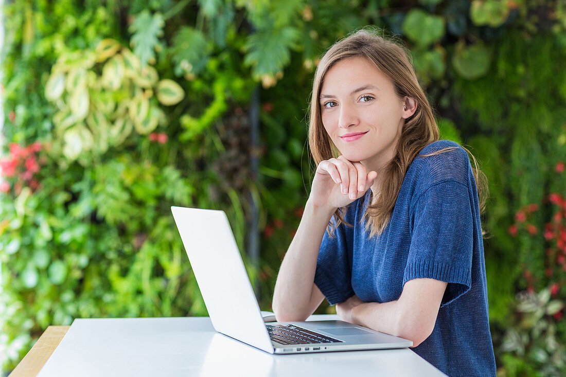 Woman using a laptop