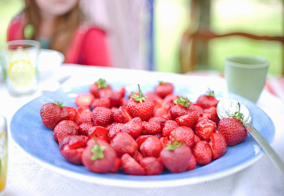 Fresh strawberries on a dish