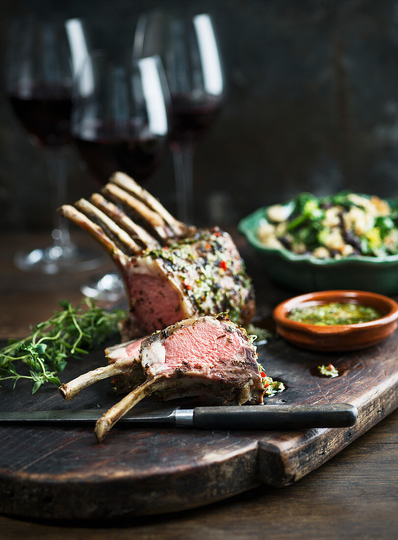 Rack of lamb with salad