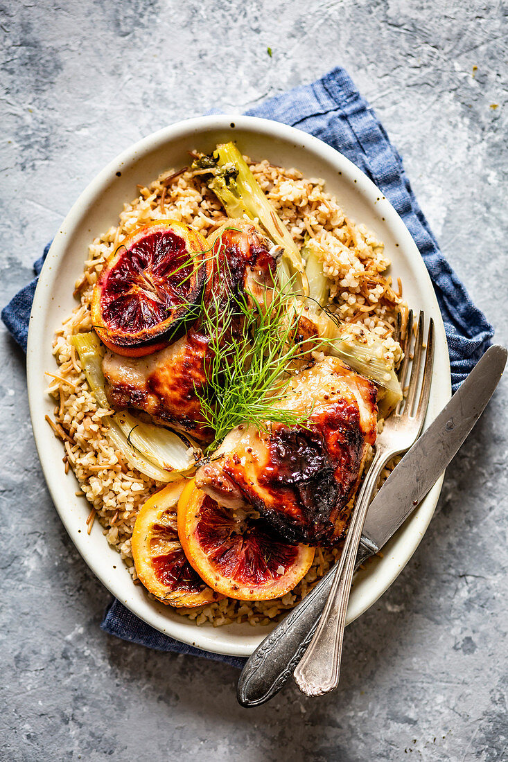 Roasted Chicken with Fennel and Oranges