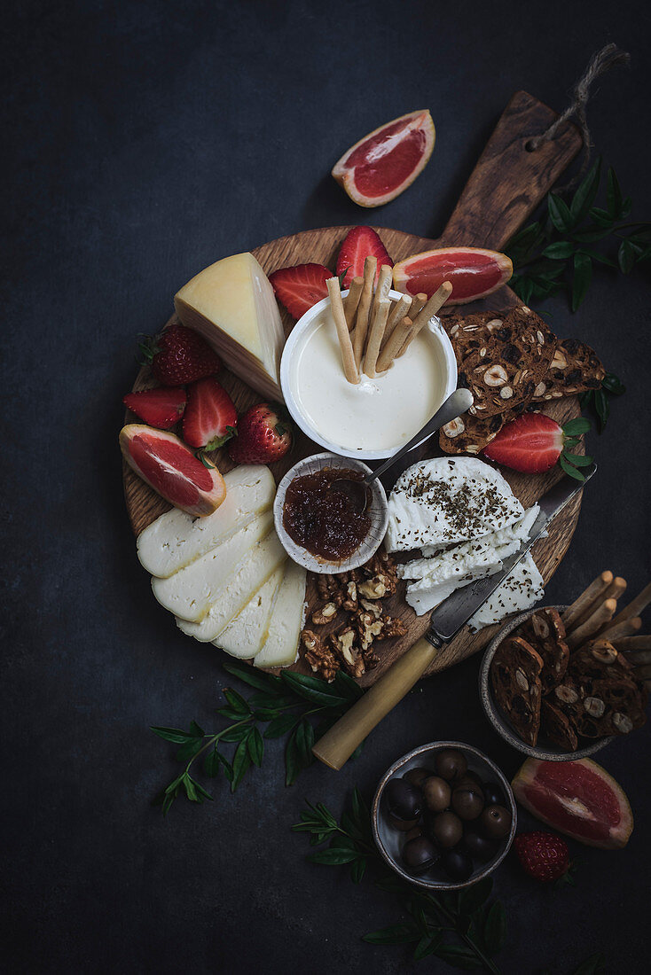 Spring Cheese Platter with Strawberries