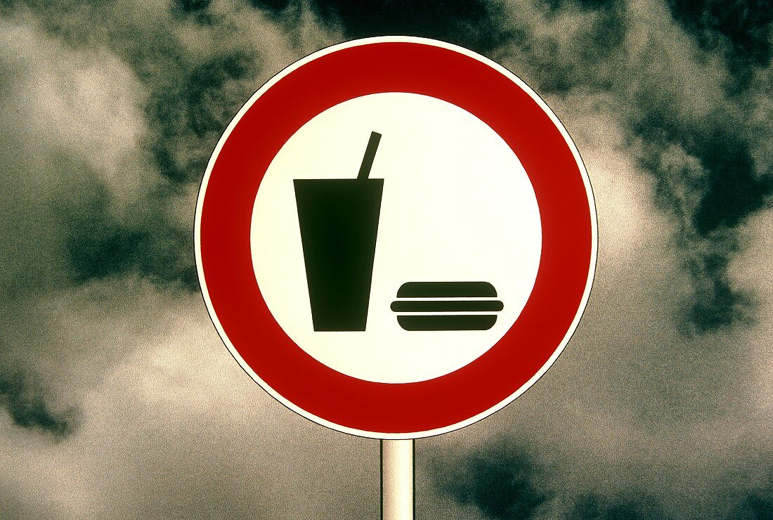 Essen und Trinken verboten: Symbolzeichen für Diät, Fasten