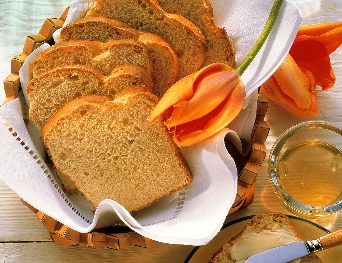 Slices of Homemade Bread in Basket
