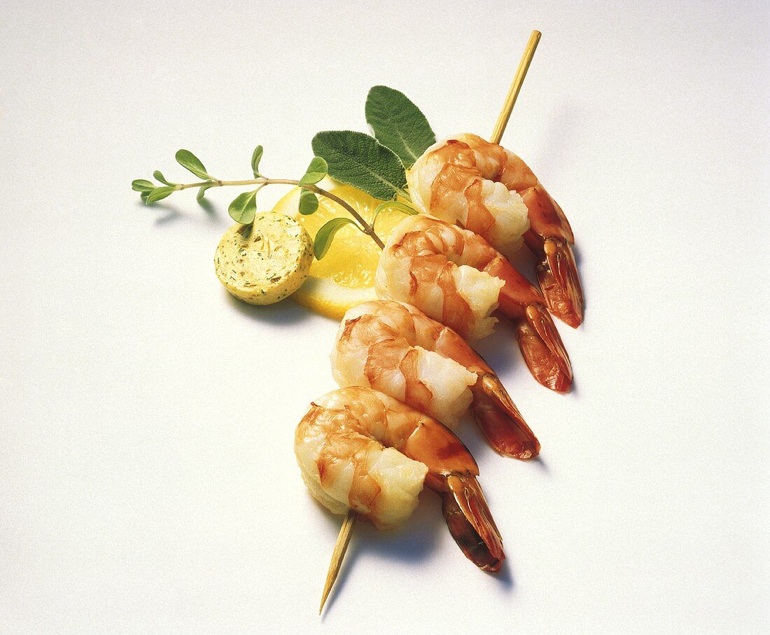 Jumbo Shrimp on a Wooden Skewer