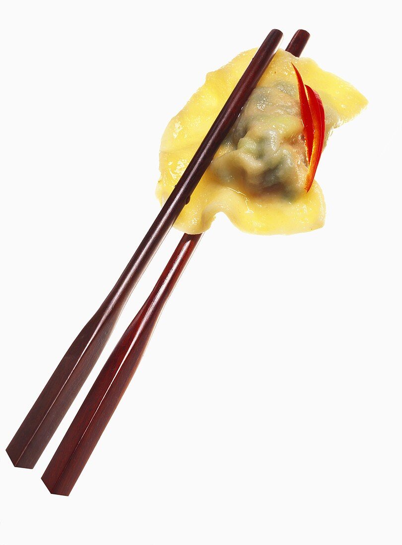 Chinese Ravioli in Chopsticks