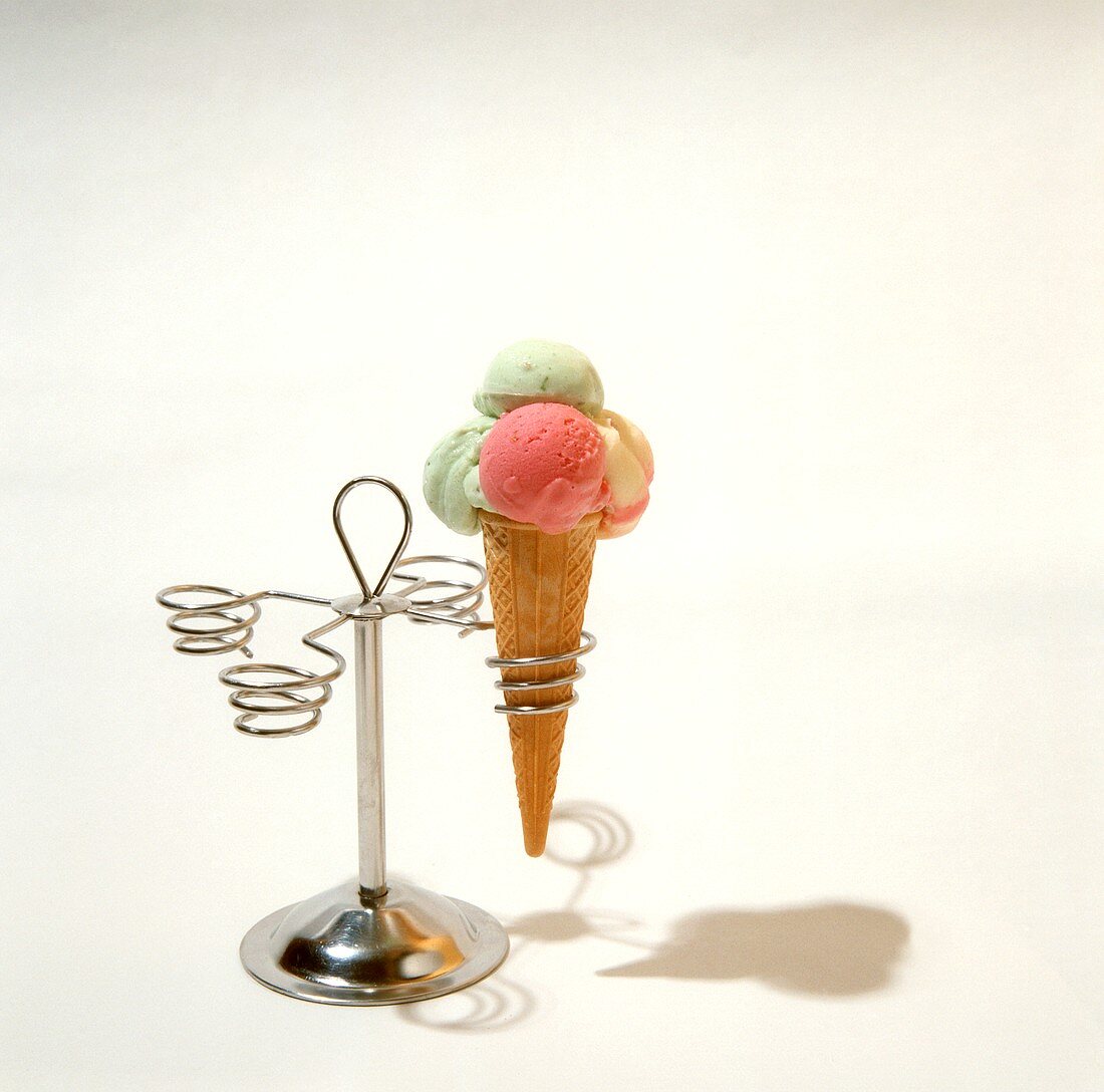 Colorful Ice Cream Cone in a Cone Holder
