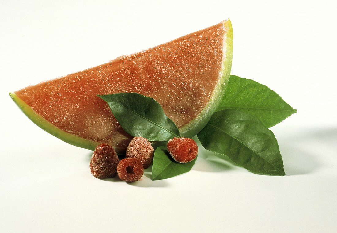 Watermelon Sorbet with Fresh Raspberries