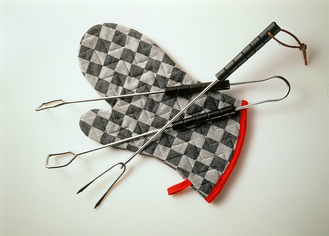 Barbecue Utensils and Oven Mitt