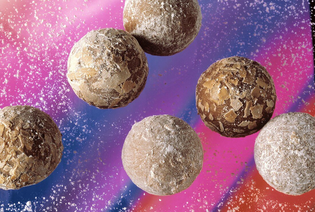 Different Types of Truffles on Colorful Background