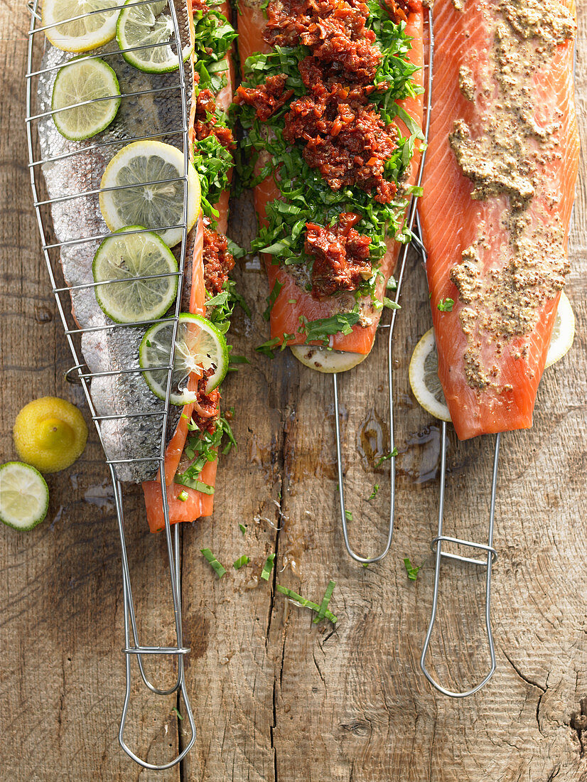Salmon trout fillets for grilling