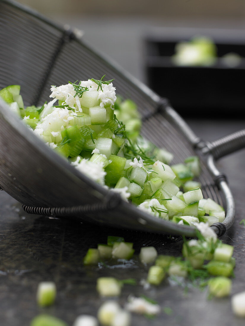 Cucumber salsa with horseradish and dill