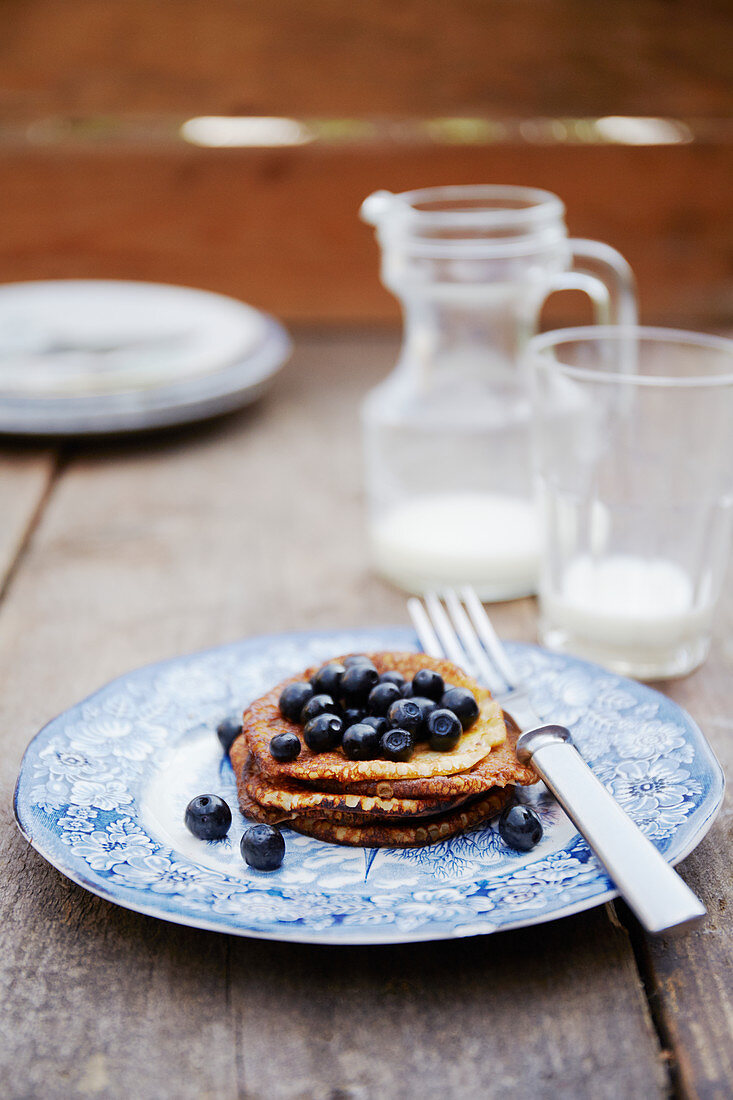 Pancakes mit Blaubeeren