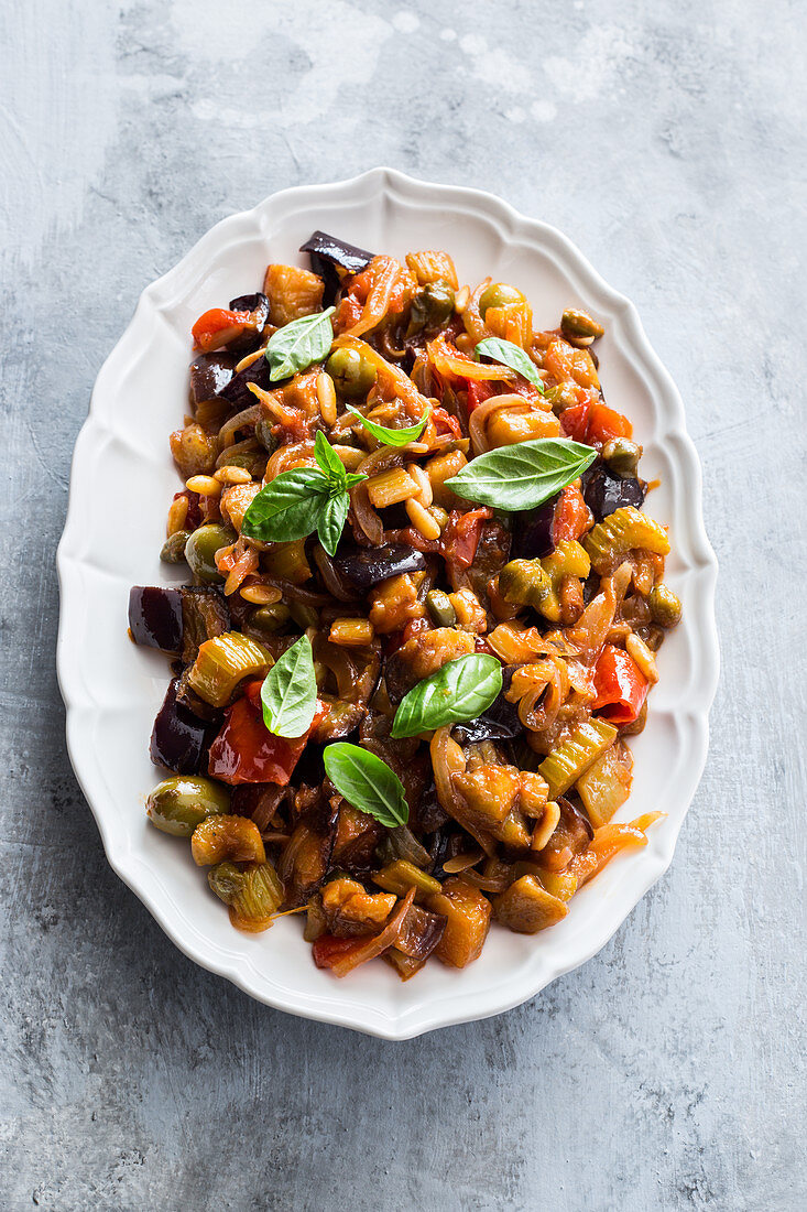 Sicilian caponata (sweet and sour fried vegetables)