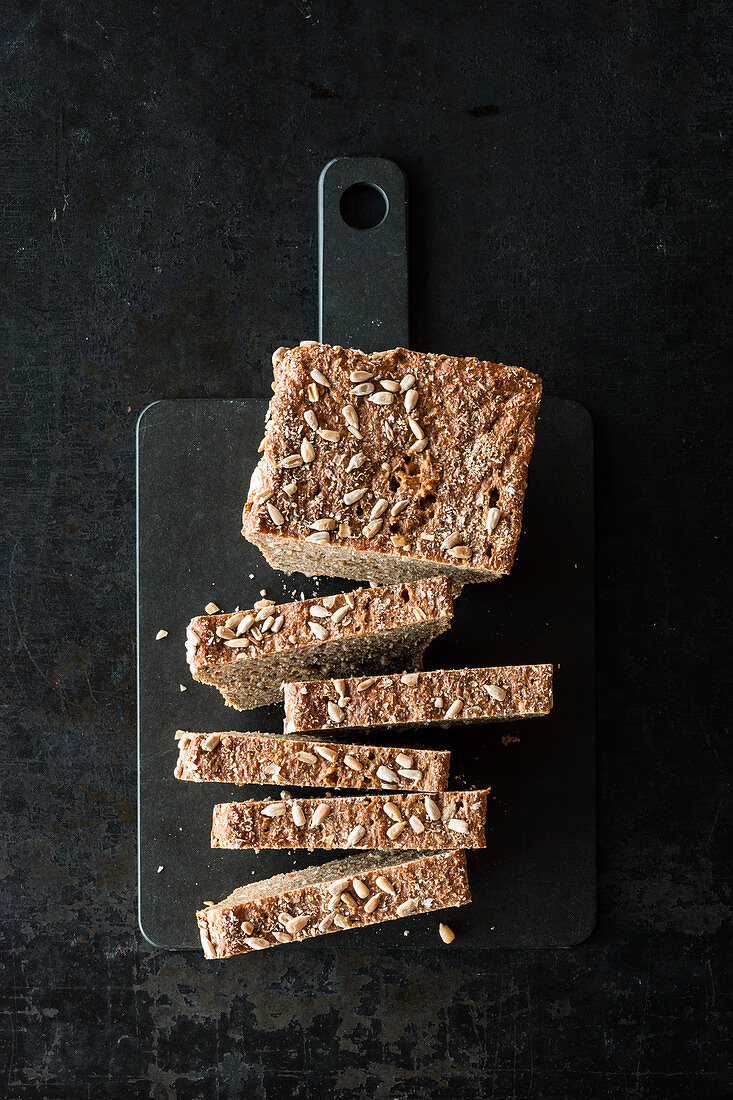 Rye bread, partially sliced