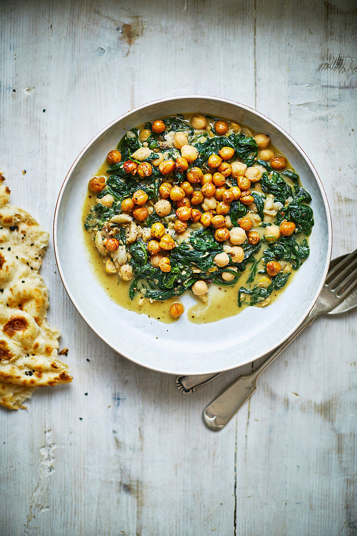 Spinach and chickpea dhal