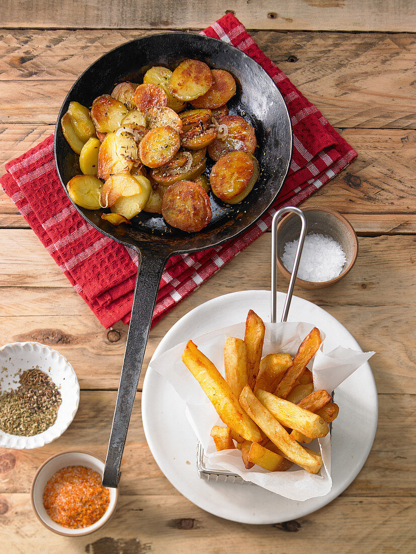 Fried potatoes and fries