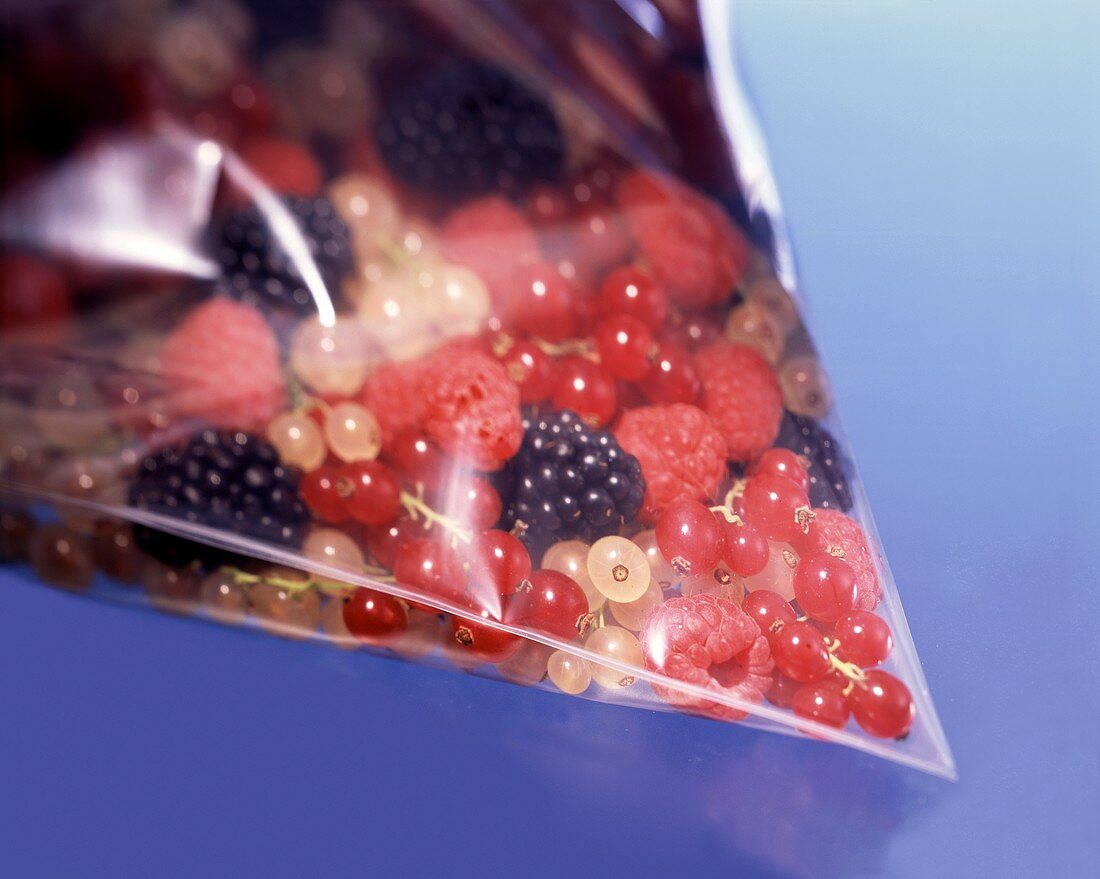 Various berries in plastic bag