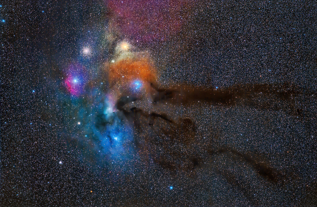 Rho Ophiuchi nebulae and molecular clouds,optical image