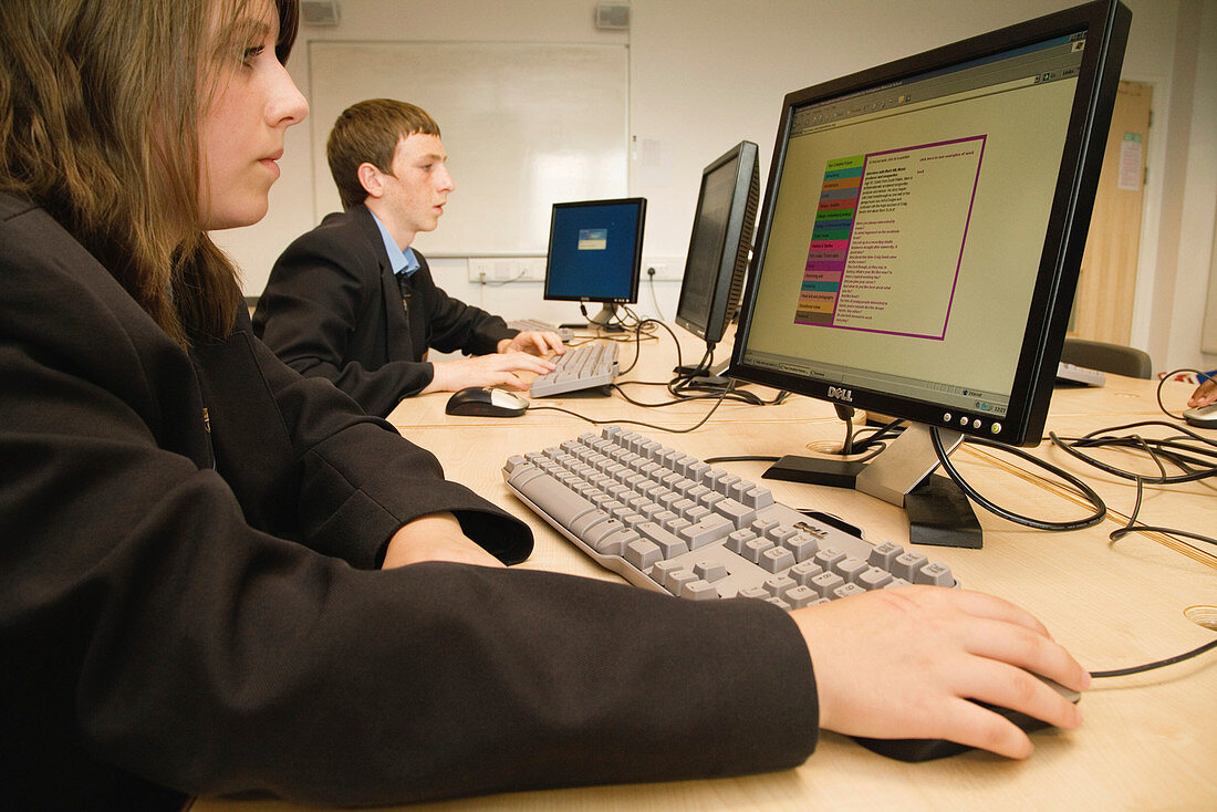 Secondary school students in an ICT lesson