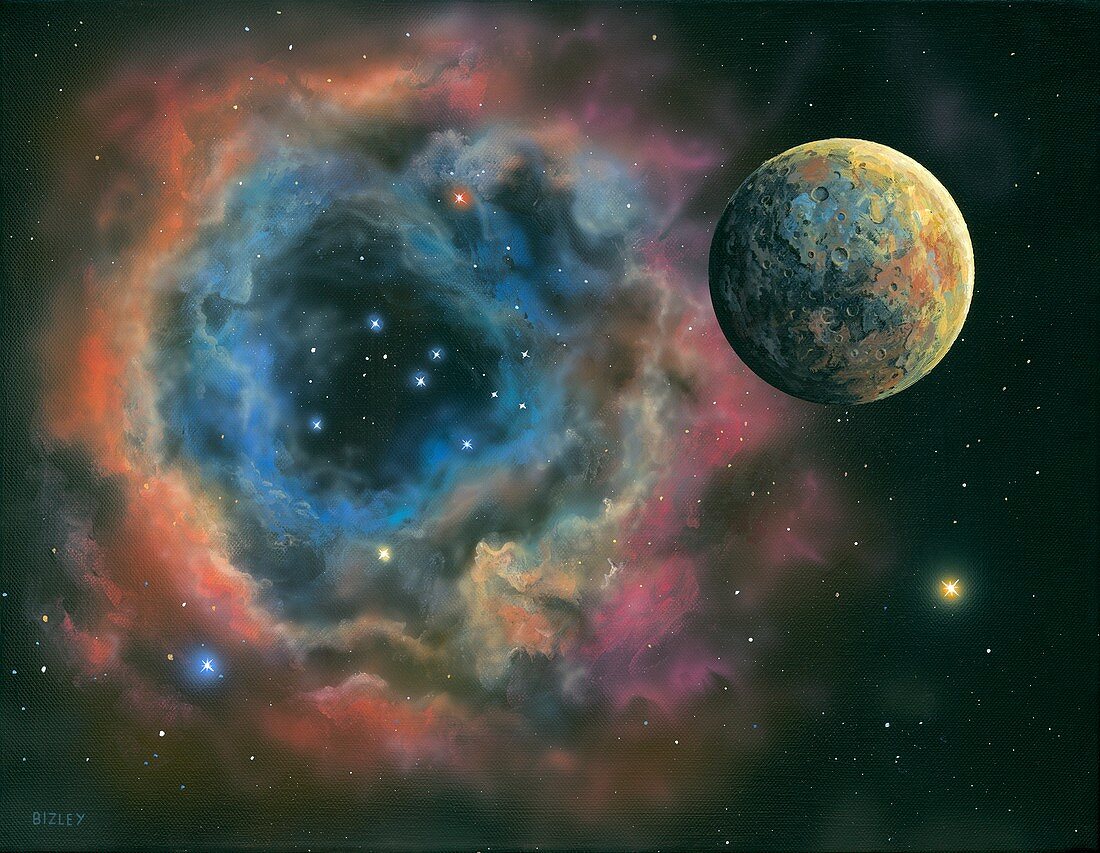 Planet and planetary nebula,illustration