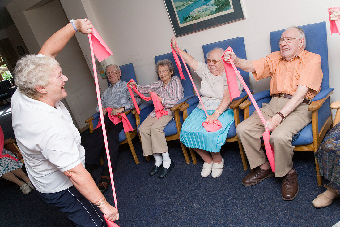 Group of older people in a keep fit class
