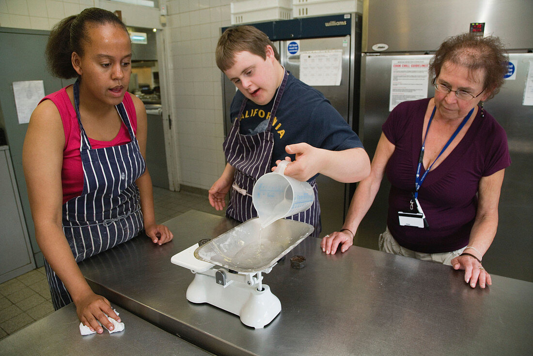 Students with learning disabilities learning to cook
