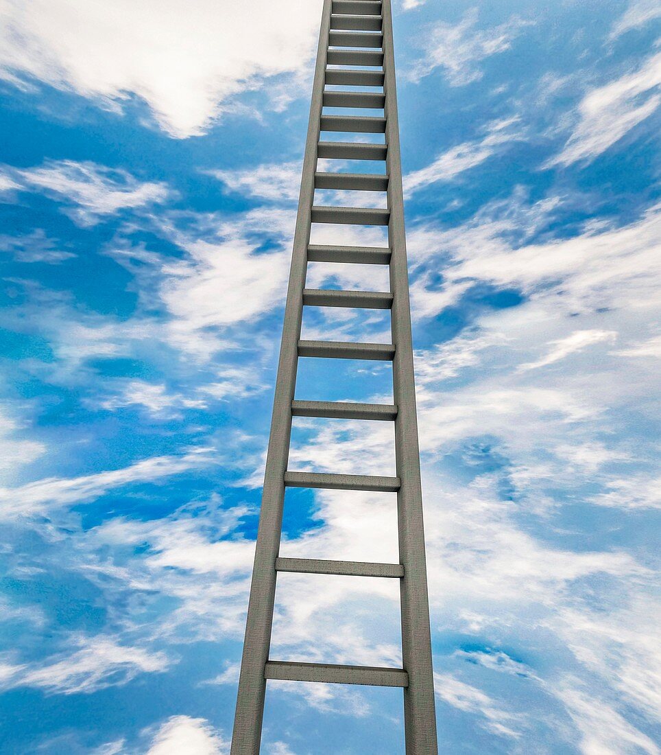 Ladder and sky,illustration.