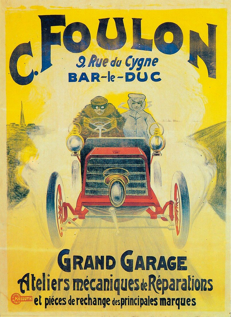 Advertisement for C Foulon's Garage, France, c1900