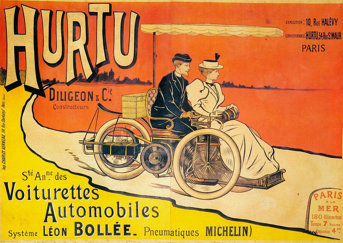 Advertisement for Hurtu cars, c1896