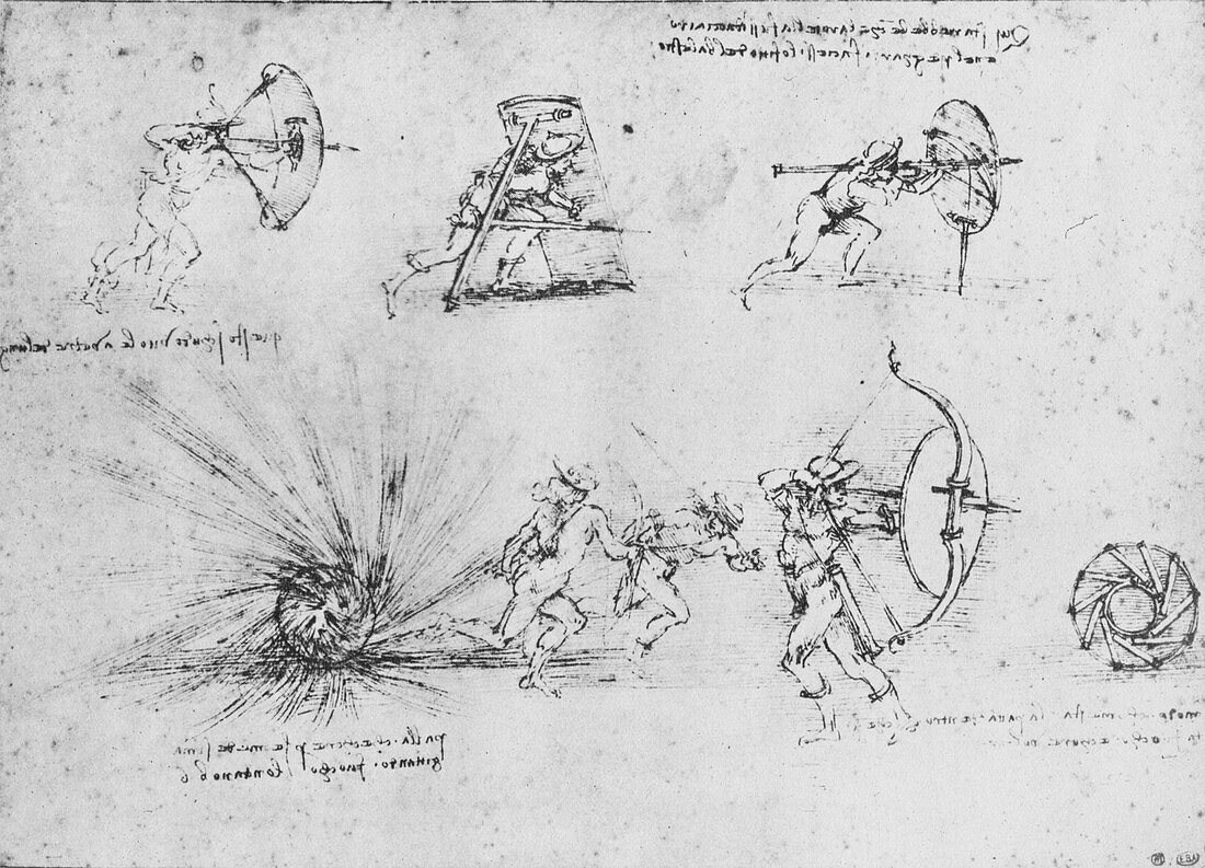 Studies of Shields for Protecting Foot Soldiers, c1480
